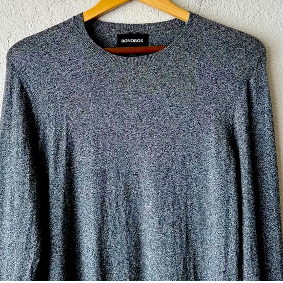 BONOBOS L/S Slim Fit Knit Crew Neck Pullover Sweater Grey Sz M - Picture 1 of 6